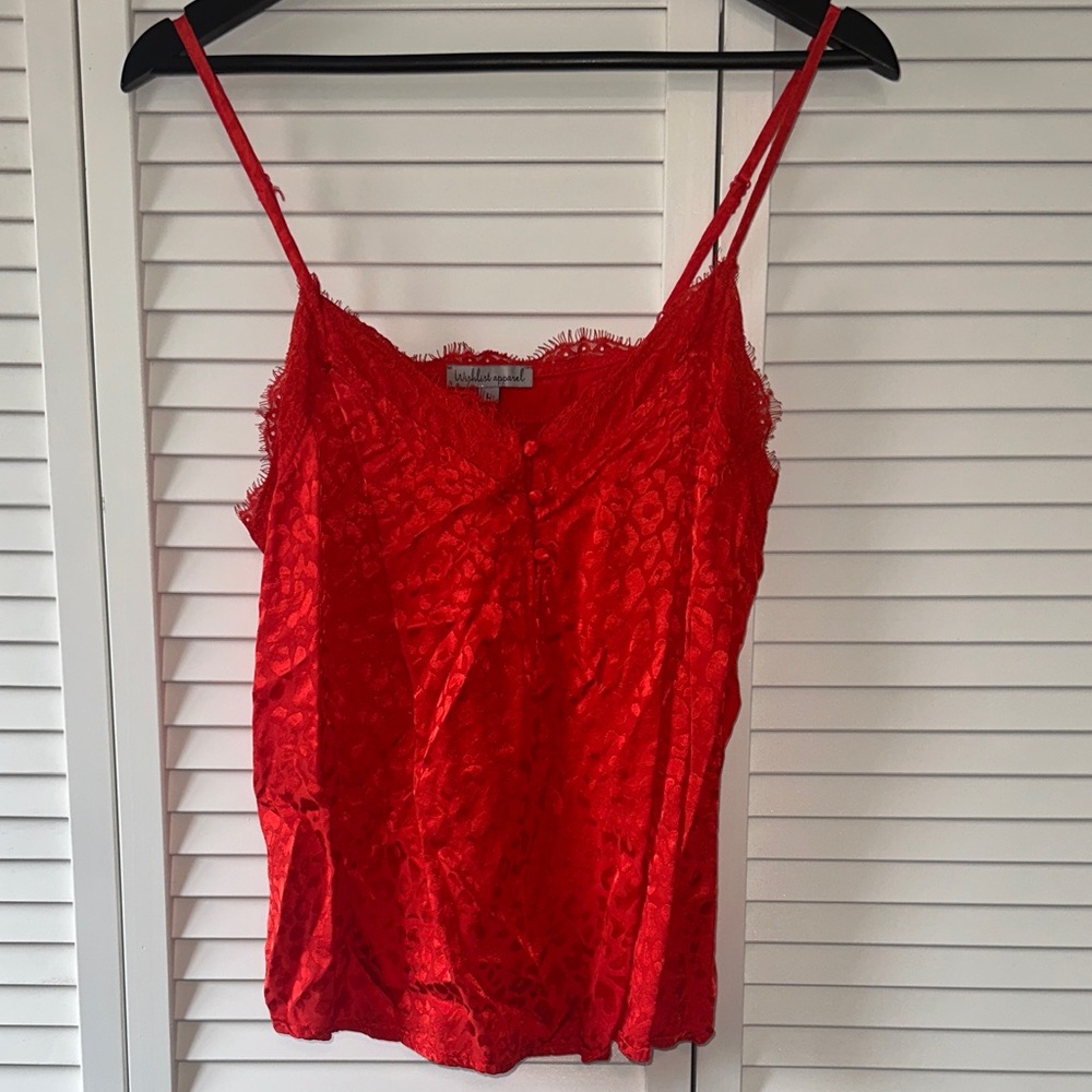 Vibrant Red Lace Camisole Top